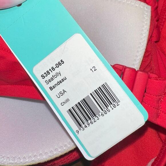 Seafolly Collective Halter Bandeau Bikini Top Chilli Red XL 12 - Picture 4 of 6